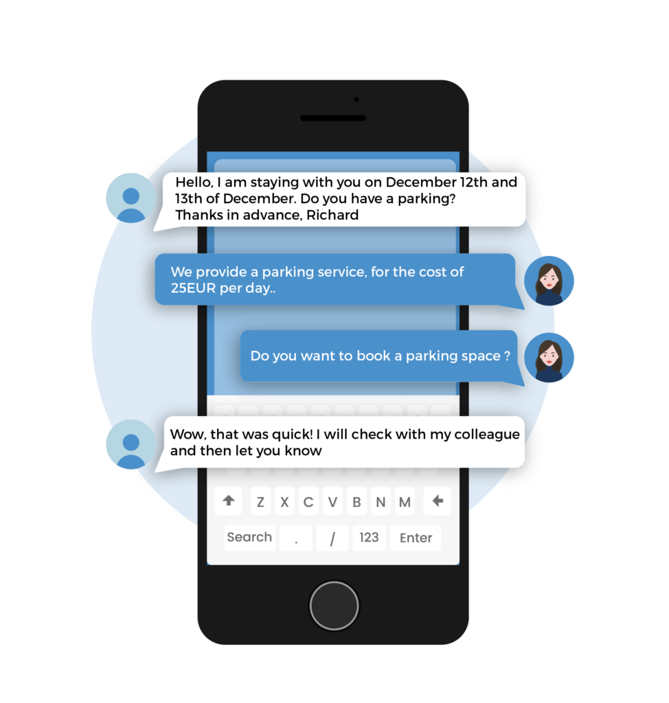 Potentiel et limites des chatbots hôteliers exemple conversation IA quicktext