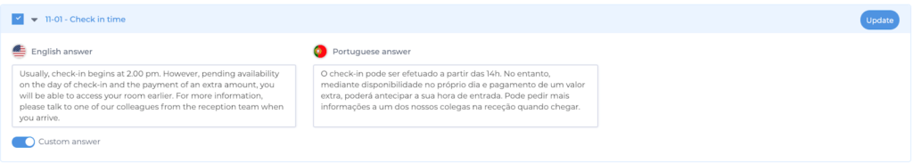 un bon chatbot hôtelier dashboard langues IA quicktext