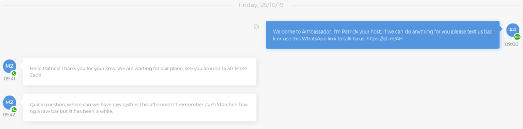 sms whatsapp for hotels guest communication AI quicktext