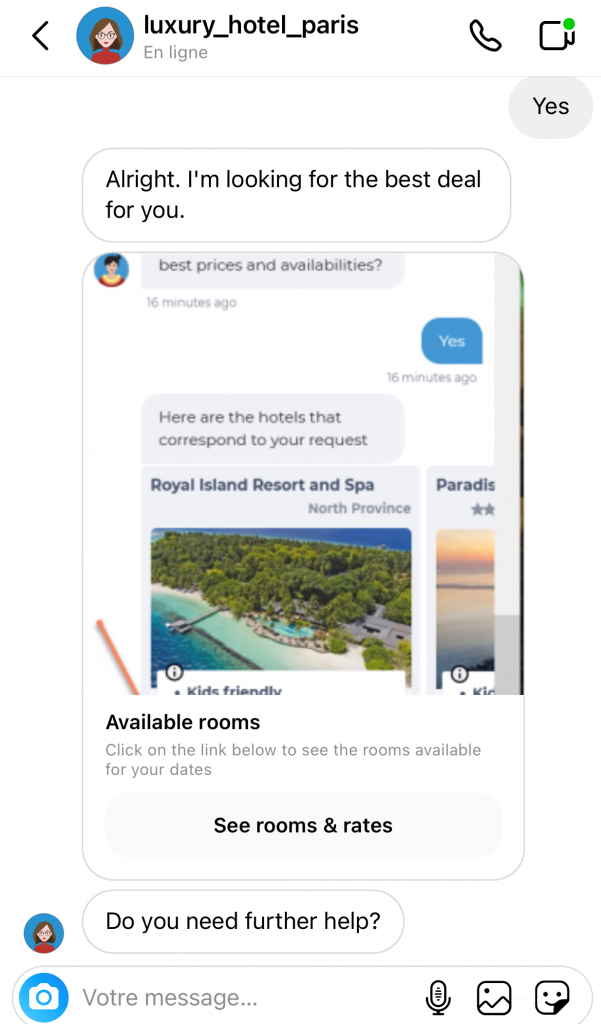Velma chatbot : Available rooms